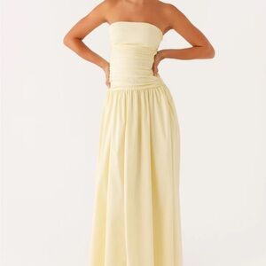 Peppermayo Strapless Dress in Soft Yellow